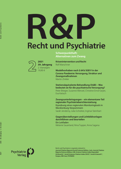 Cover der Ausgabe: Recht & Psychiatrie Jahrgang 39 (2021), Heft 2