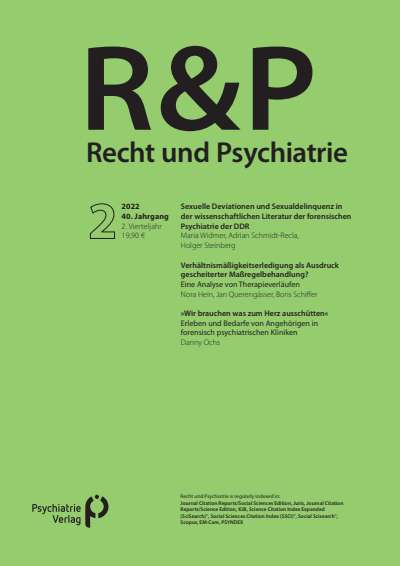 Cover der Ausgabe: Recht & Psychiatrie Jahrgang 40 (2022), Heft 2