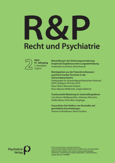 Cover der Ausgabe: Recht & Psychiatrie Jahrgang 41 (2023), Heft 2