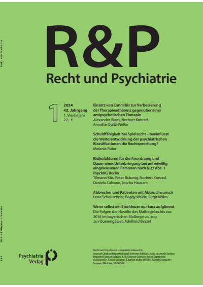 Cover der Ausgabe: Recht & Psychiatrie Jahrgang 42 (2024), Heft 1