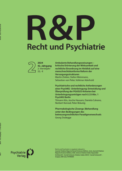Cover der Ausgabe: Recht & Psychiatrie Jahrgang 42 (2024), Heft 2