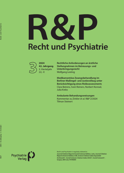Cover der Ausgabe: Recht & Psychiatrie Jahrgang 42 (2024), Heft 3