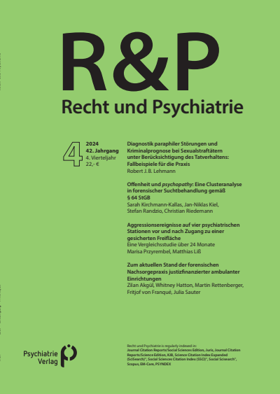 Cover der Ausgabe: Recht & Psychiatrie Jahrgang 42 (2024), Heft 4