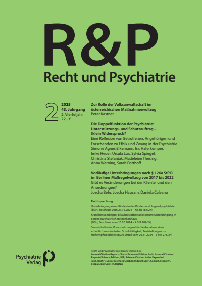Cover der Ausgabe: Recht & Psychiatrie Jahrgang 43 (2025), Heft 2