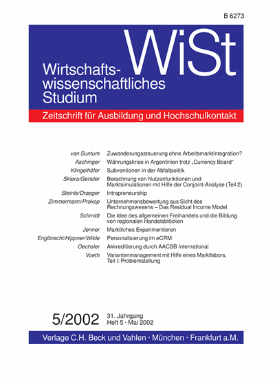 Cover der Ausgabe: WiSt - Wirtschaftswissenschaftliches Studium Jahrgang 31 (2002), Heft 5