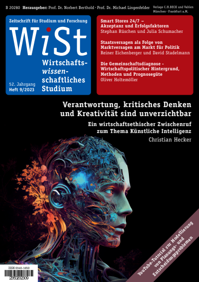 Cover of Volume: WiSt - Wirtschaftswissenschaftliches Studium Volume 52 (2023), Edition 9