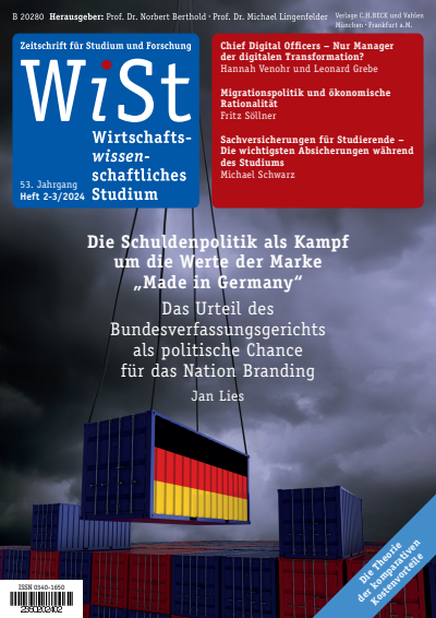 Cover of Volume: WiSt - Wirtschaftswissenschaftliches Studium Volume 53 (2024), Edition 2-3