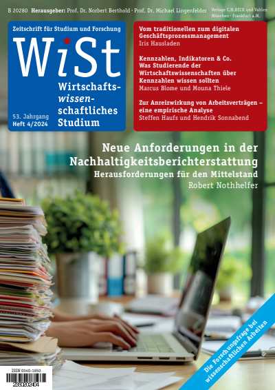 Cover of Volume: WiSt - Wirtschaftswissenschaftliches Studium Volume 53 (2024), Edition 4