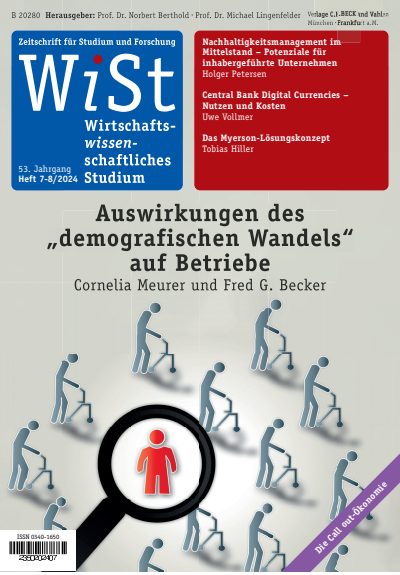 Cover of Volume: WiSt - Wirtschaftswissenschaftliches Studium Volume 53 (2024), Edition 7-8