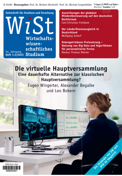 Cover of Volume: WiSt - Wirtschaftswissenschaftliches Studium Volume 54 (2025), Edition 1-2