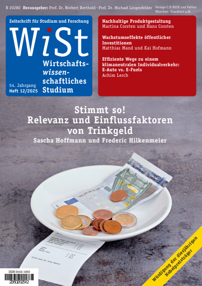 Cover der Ausgabe: WiSt - Wirtschaftswissenschaftliches Studium Jahrgang 54 (2025), Heft 12