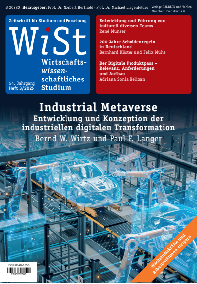 Cover of Volume: WiSt - Wirtschaftswissenschaftliches Studium Volume 54 (2025), Edition 3