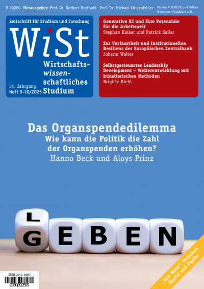 Cover of Volume: WiSt - Wirtschaftswissenschaftliches Studium Volume 54 (2025), Edition 9-10
