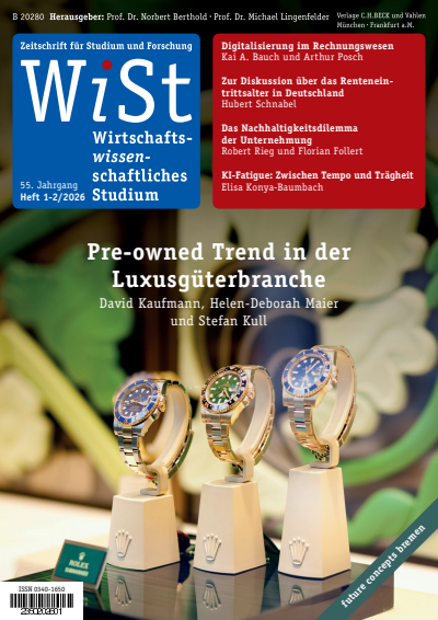 Cover der Ausgabe: WiSt - Wirtschaftswissenschaftliches Studium Jahrgang 55 (2026), Heft 1-2