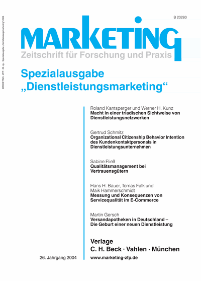 Cover of Volume: Marketing ZFP Volume 26 (2004), Edition Sonderheft 2004
