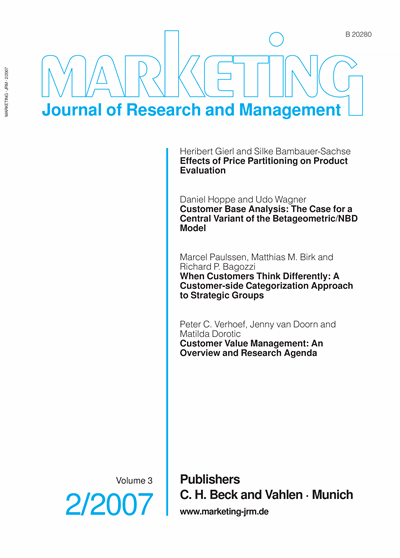 Cover of Volume: Marketing ZFP Volume 29 (2007), Edition JRM 2