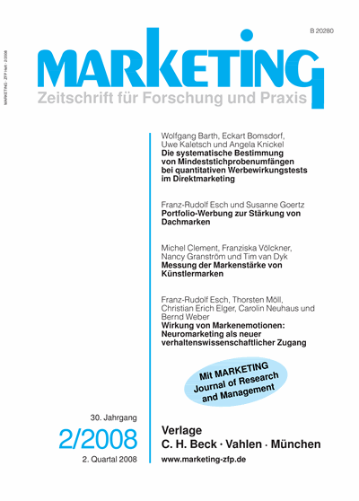 Cover of Volume: Marketing ZFP Volume 30 (2008), Edition 2