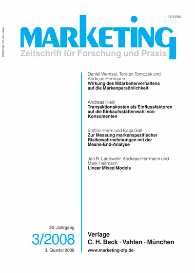 Cover of Volume: Marketing ZFP Volume 30 (2008), Edition 3