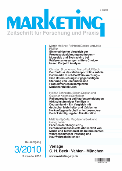 Cover of Volume: Marketing ZFP Volume 32 (2010), Edition 3