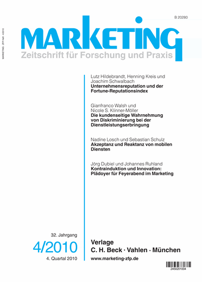 Cover of Volume: Marketing ZFP Volume 32 (2010), Edition 4