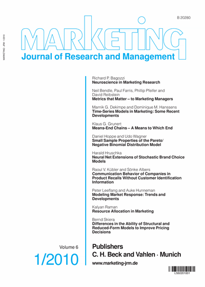 Cover of Volume: Marketing ZFP Volume 32 (2010), Edition JRM 1