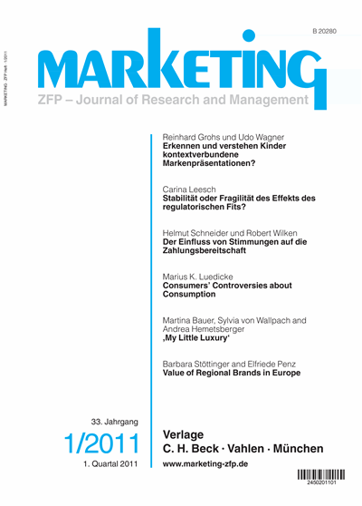 Cover of Volume: Marketing ZFP Volume 33 (2011), Edition 1