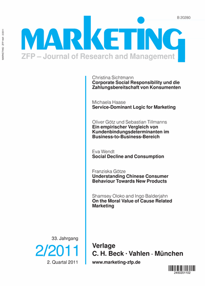 Cover of Volume: Marketing ZFP Volume 33 (2011), Edition 2