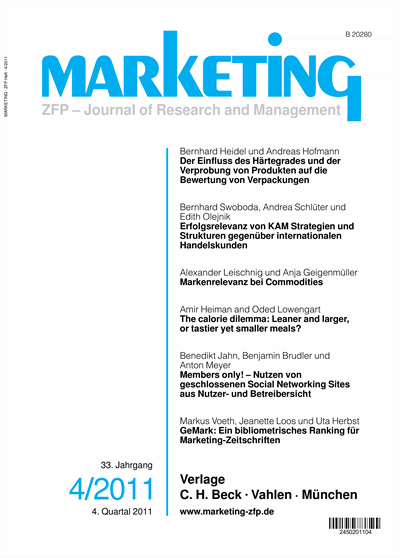 Cover of Volume: Marketing ZFP Volume 33 (2011), Edition 4