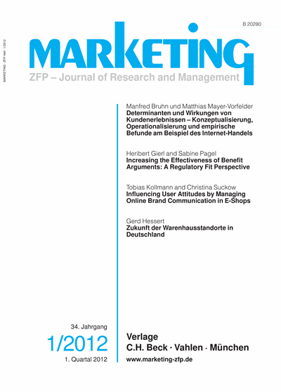 Cover of Volume: Marketing ZFP Volume 34 (2012), Edition 1