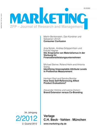Cover of Volume: Marketing ZFP Volume 34 (2012), Edition 2