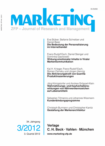 Cover of Volume: Marketing ZFP Volume 34 (2012), Edition 3