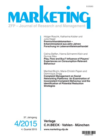 Cover of Volume: Marketing ZFP Volume 37 (2015), Edition 4