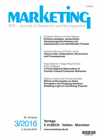 Cover of Volume: Marketing ZFP Volume 38 (2016), Edition 3