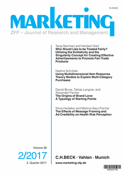 Cover of Volume: Marketing ZFP Volume 39 (2017), Edition 2