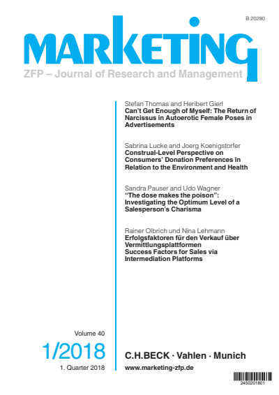 Cover of Volume: Marketing ZFP Volume 40 (2018), Edition 1