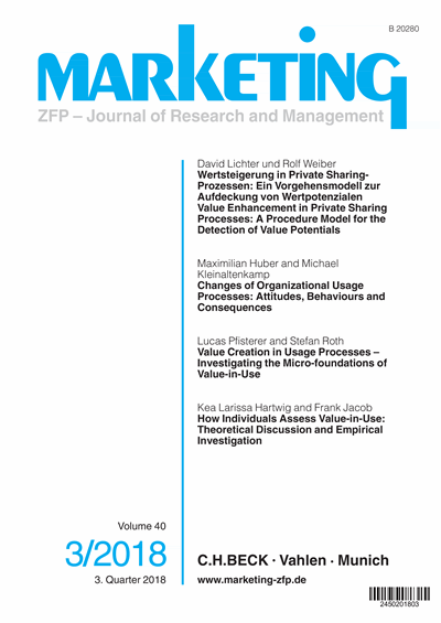 Cover of Volume: Marketing ZFP Volume 40 (2018), Edition 3