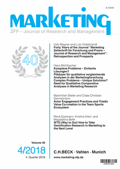 Cover of Volume: Marketing ZFP Volume 40 (2018), Edition 4