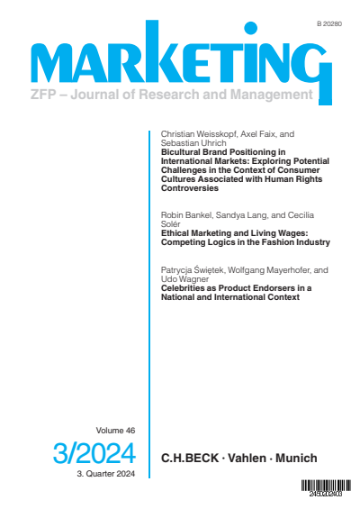 Cover der Ausgabe: Marketing ZFP Jahrgang 46 (2024), Heft 3