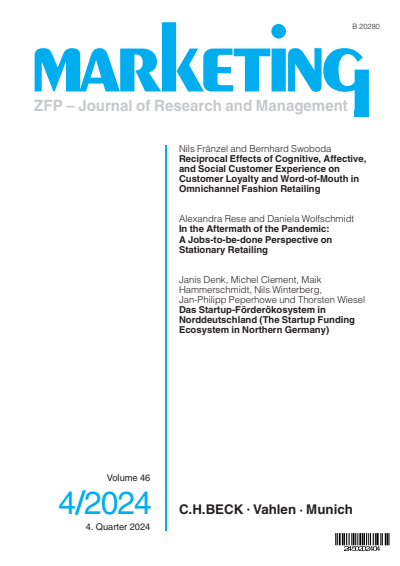 Cover der Ausgabe: Marketing ZFP Jahrgang 46 (2024), Heft 4