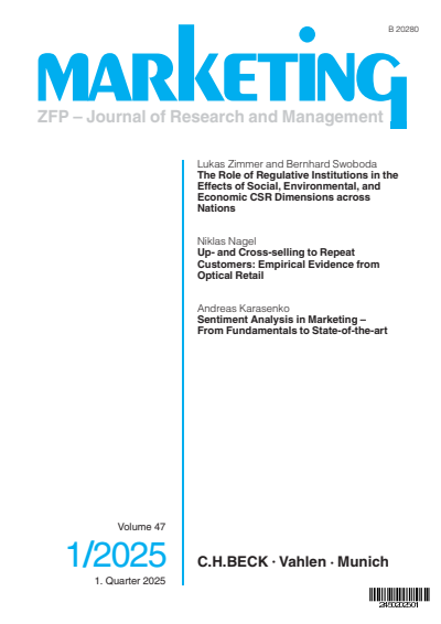 Cover der Ausgabe: Marketing ZFP Jahrgang 47 (2025), Heft 1