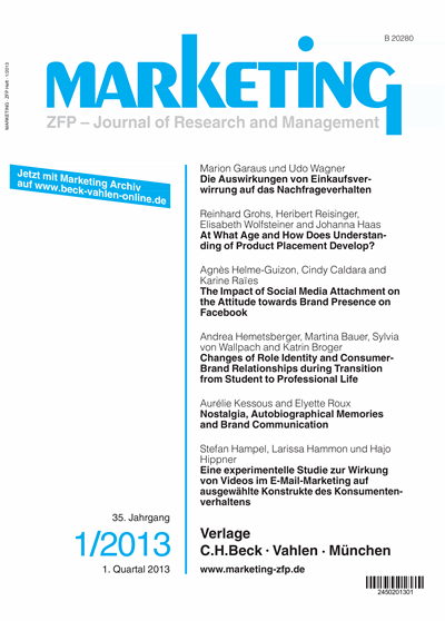 Cover of Volume: Marketing ZFP Volume 35 (2013), Edition 1