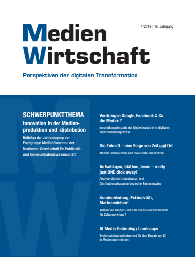 Cover der Ausgabe: MedienWirtschaft Jahrgang 16 (2019), Heft 4