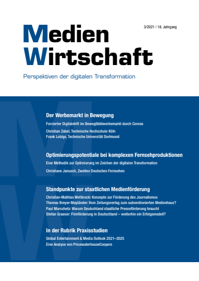 Cover der Ausgabe: MedienWirtschaft Jahrgang 18 (2021), Heft 3