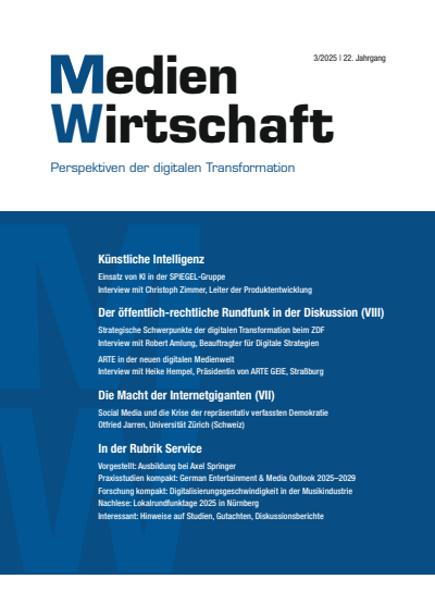 Cover der Ausgabe: MedienWirtschaft Jahrgang 22 (2025), Heft 3