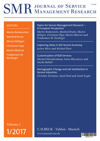 Cover der Ausgabe: SMR - Journal of Service Management Research Jahrgang 1 (2017), Heft 1