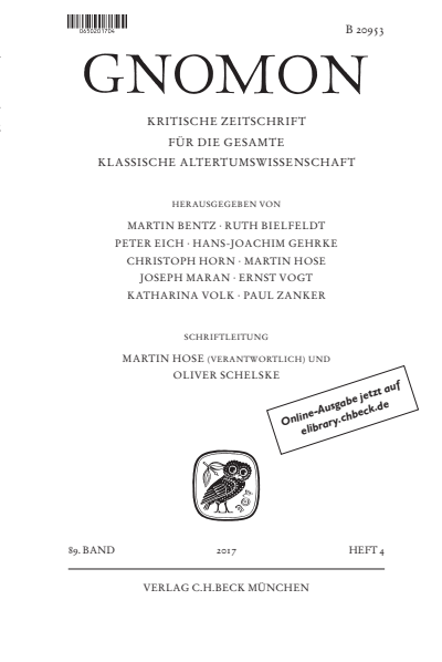 Cover of Volume: Gnomon Volume 89 (2017), Edition 4