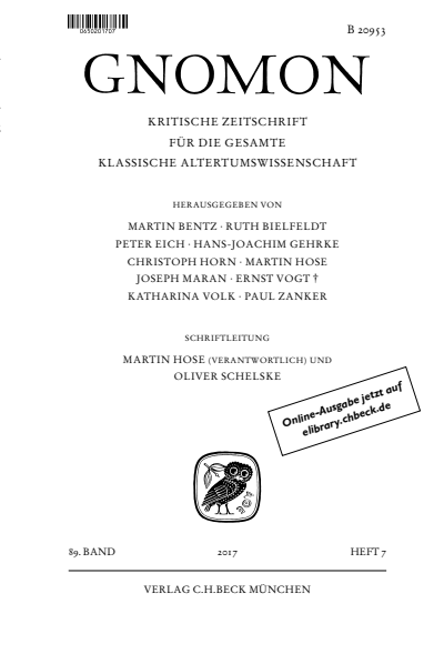 Cover of Volume: Gnomon Volume 89 (2017), Edition 7