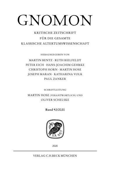 Cover of Volume: Gnomon Volume 92 (2020), Edition 8