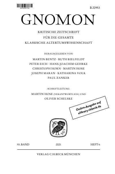Cover of Volume: Gnomon Volume 93 (2021), Edition 6