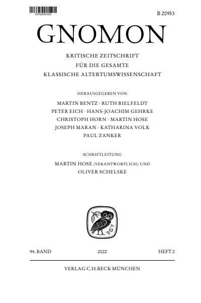 Cover of Volume: Gnomon Volume 94 (2022), Edition 2